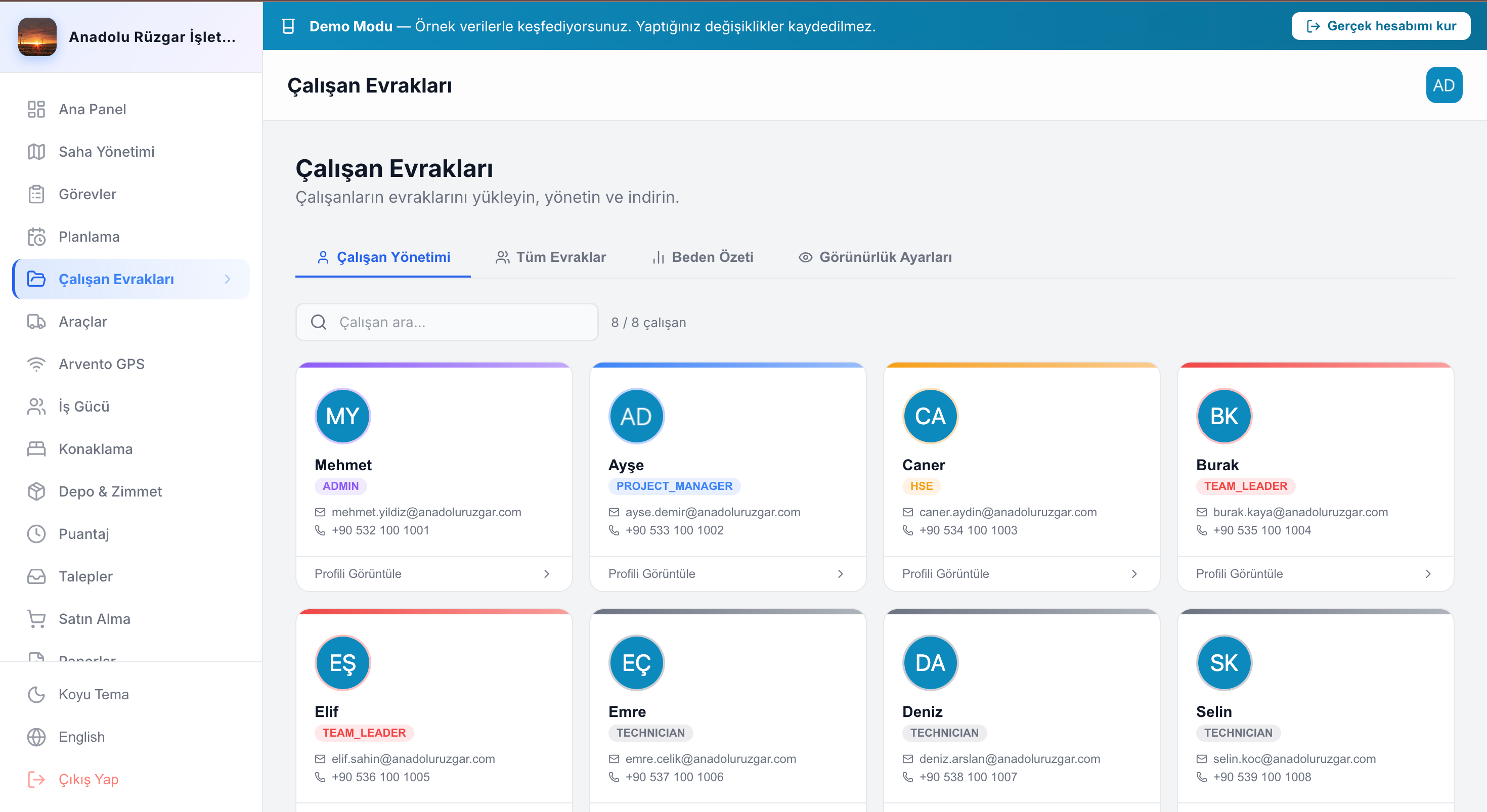 TurbineDoc çalışan evrakları — sertifika, eğitim ve evrak süresi takibi, uyumluluk için